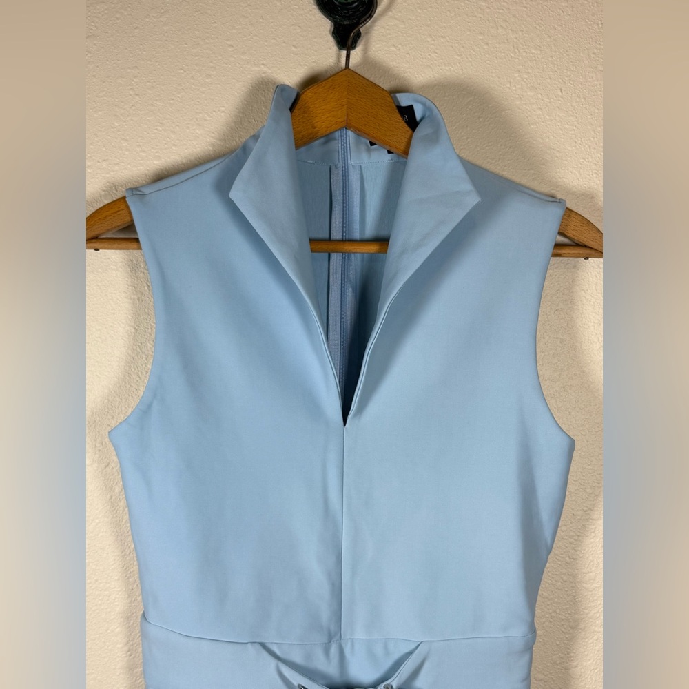 Carbon38 Light Blue Pleated Hem Sleeveless Dress - Picture 2 of 10